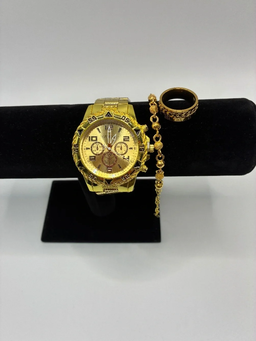 Geneva Men’s Gold Chronograph Quartz Watch Set